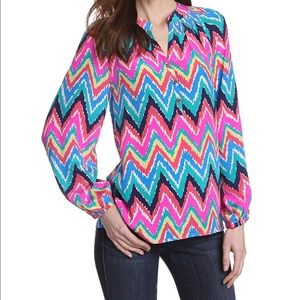 Lilly Pulitzer Elsa Hearts A Flutter Silk Blouse